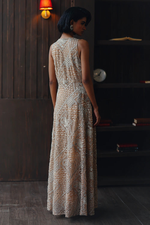 Fasana Light Gold Jacket And Palazzo Set