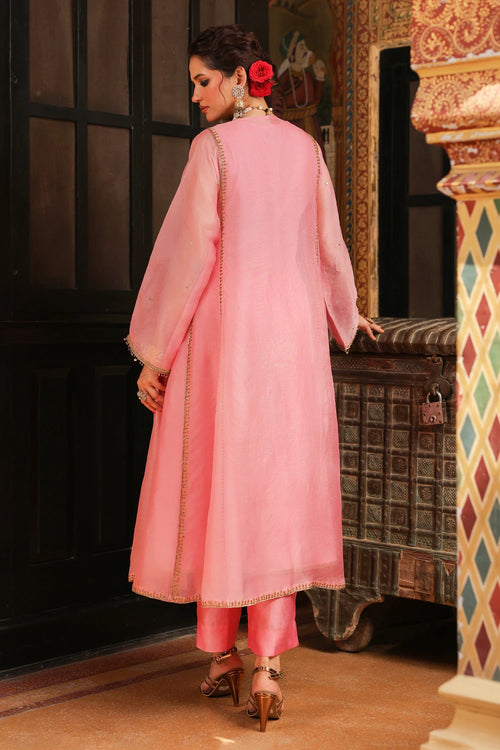 Ahista Pink Pakhi Yoke Pheran Long Kurta Set