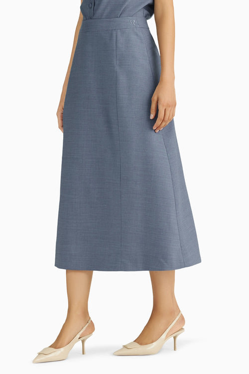 Blue Suiting Midi Skirt