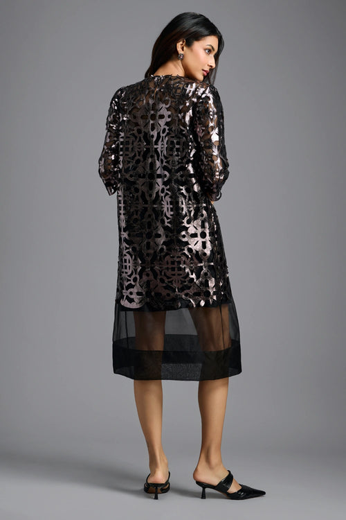 Gunmetal Metallic Appliqué Dress