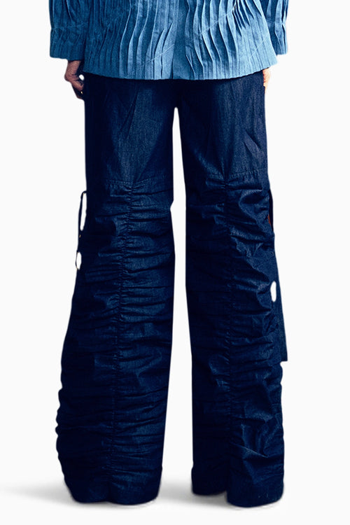 Denim Gathered Pants