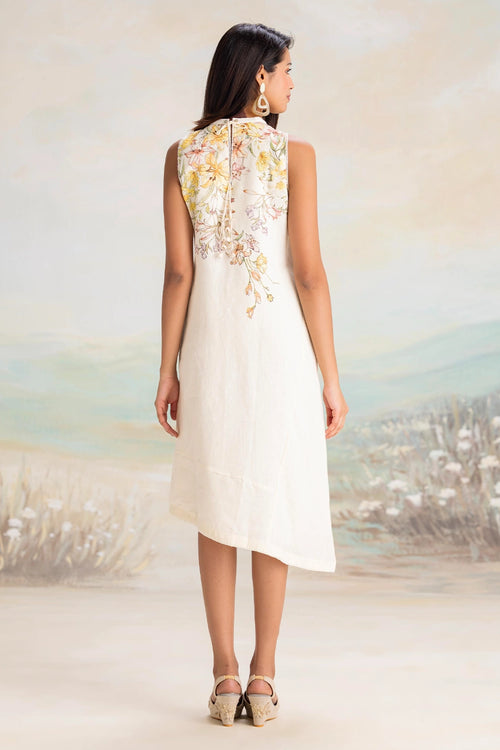 Candy Blossom Off-White Sleeveless Dress