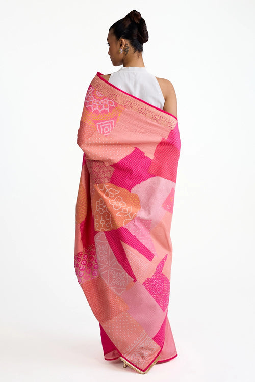 Pink Boro Bandhani Silk Saree