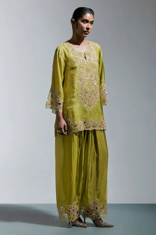 Henna Floral Embroidered Silk Salwar Set