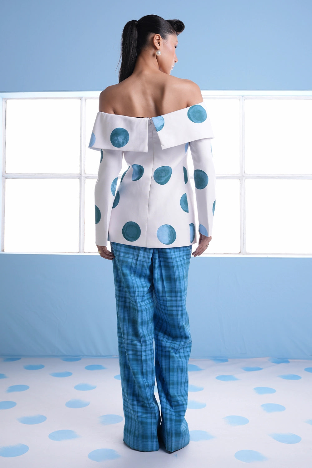 Vera Polka Dot Top with Plaid Pants