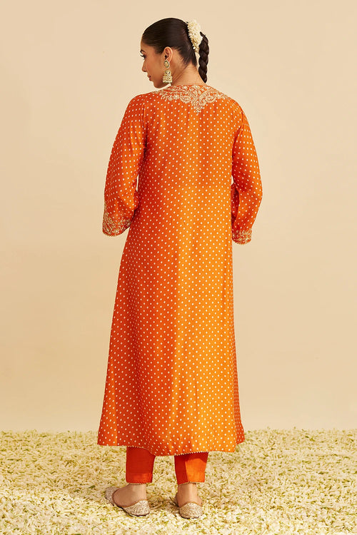 Shezia Orange Long Chauga with Salwar