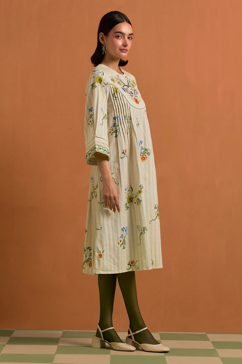 Ivory Verdant Yoke Dress