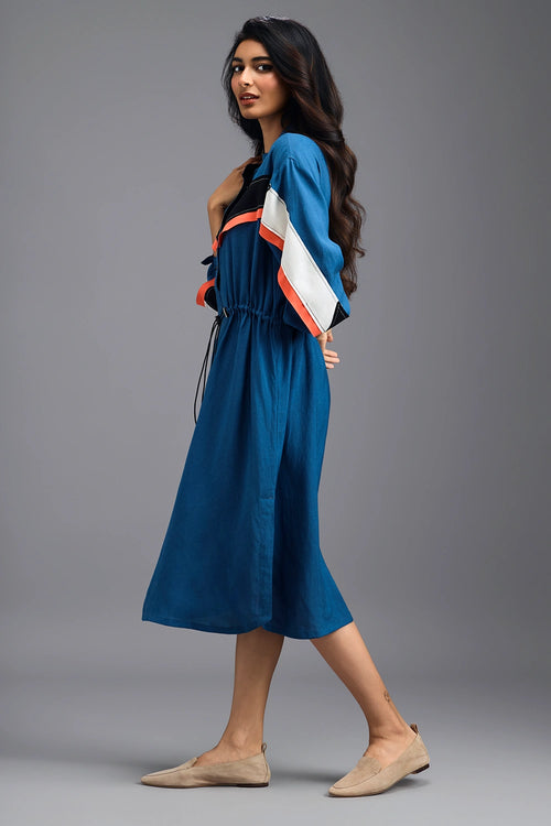 Blue Relaxed Fit Midi Dress