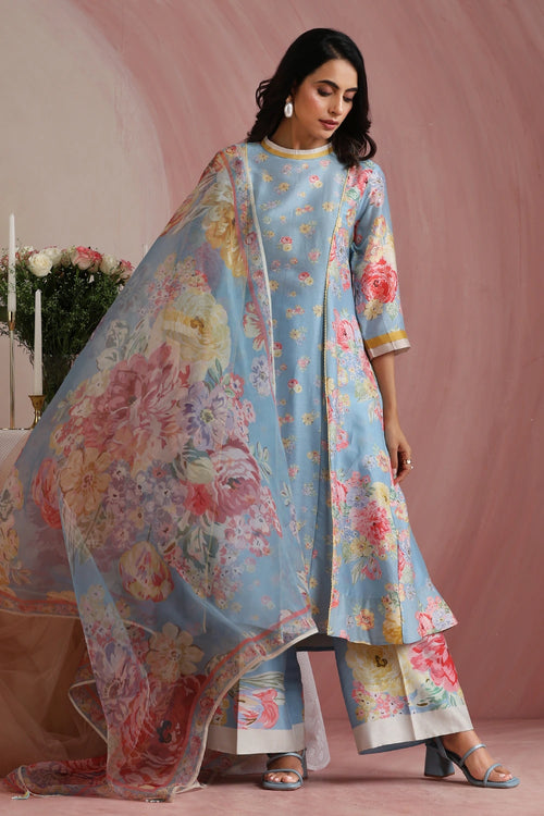 Powder Light Blossoms Kurta Set