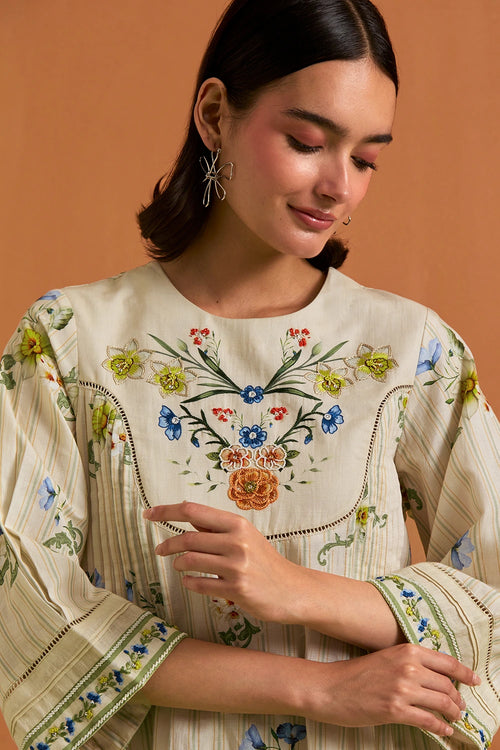 Ivory Verdant Yoke Dress