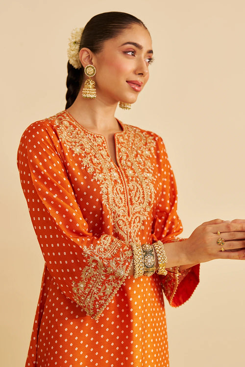 Shezia Orange Long Chauga with Salwar