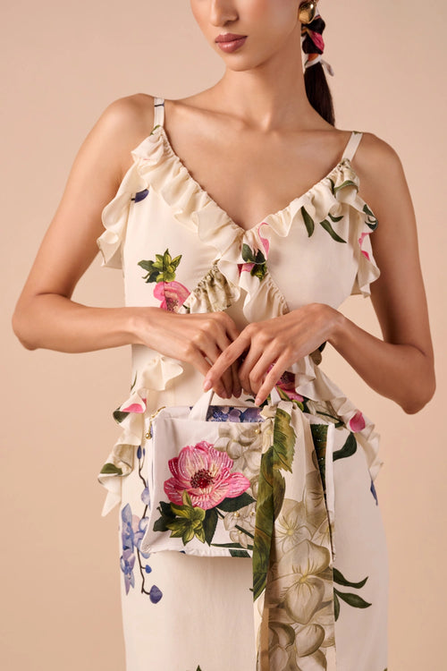 Multi Floral Ruffle Slip Dress