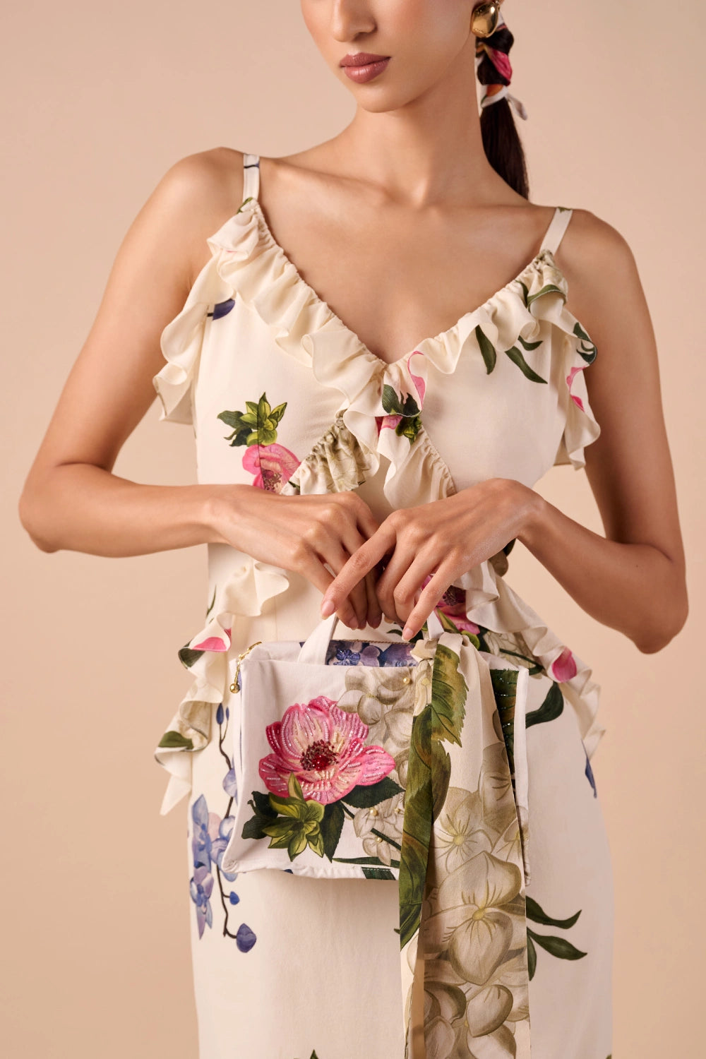 Multi Floral Ruffle Slip Dress