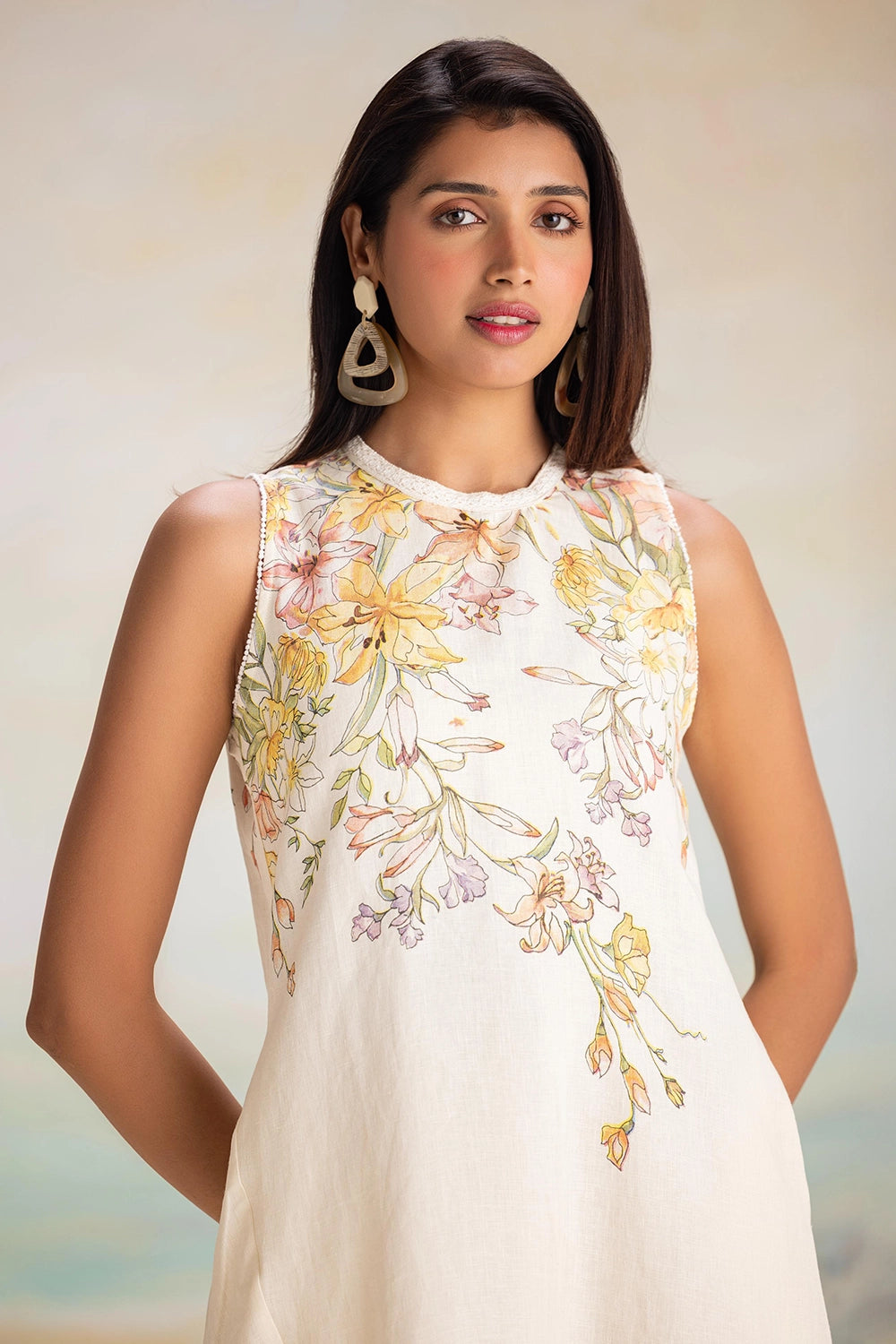 Candy Blossom Off-White Sleeveless Dress