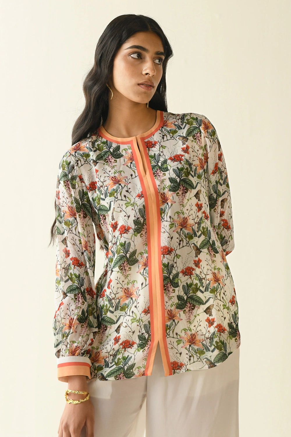 Pink And Ivory Floral Printed Co-ord Set