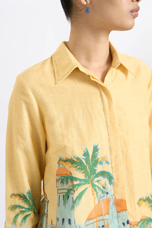 Coastal Escape Printed Shirt And Trouser Set