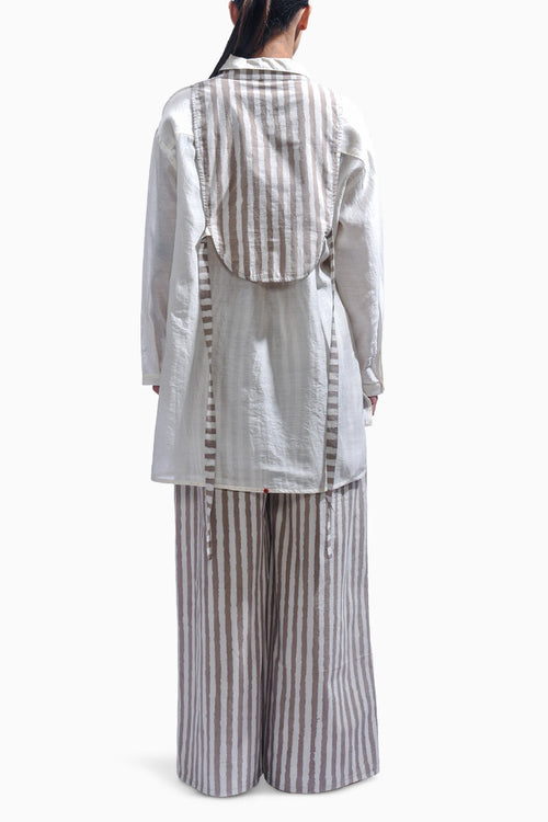 Ash Grey Stripe Yoke Co-ord Set
