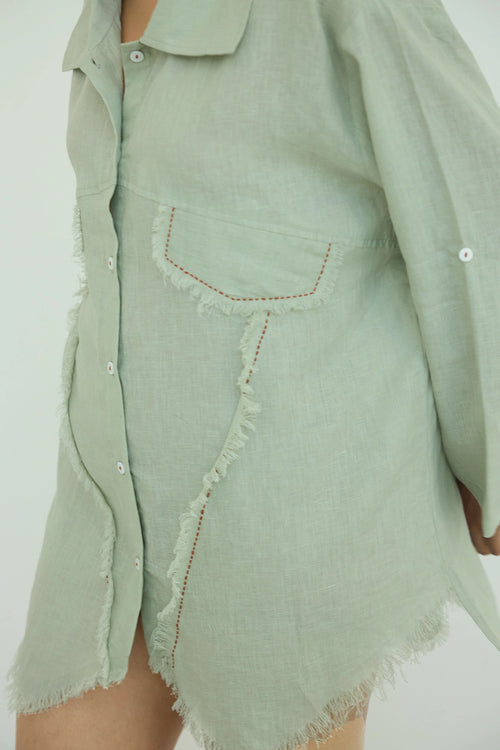 Muffu Fringes Sage Green Shirt
