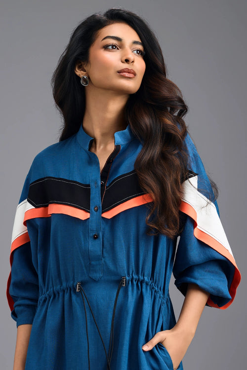 Blue Relaxed Fit Midi Dress