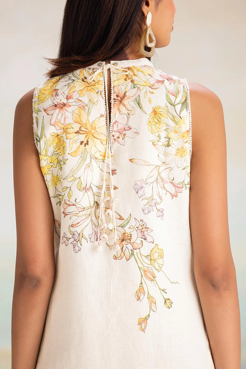 Candy Blossom Off-White Sleeveless Dress