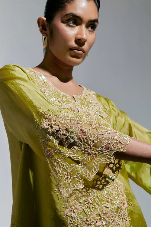 Henna Floral Embroidered Silk Salwar Set