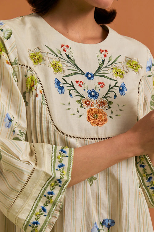 Ivory Verdant Yoke Dress