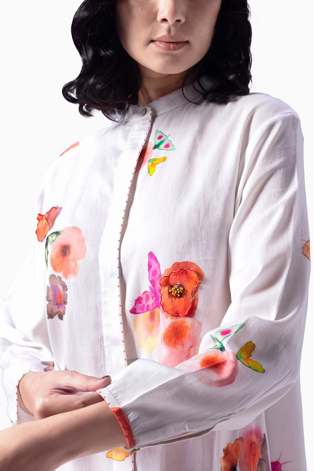 Oita White Eden Print Shirt