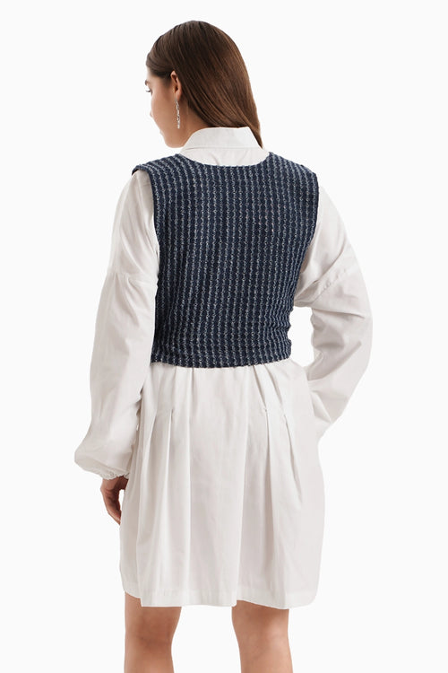 Dark Denim Lazercut Bib with Crystal Embellishment