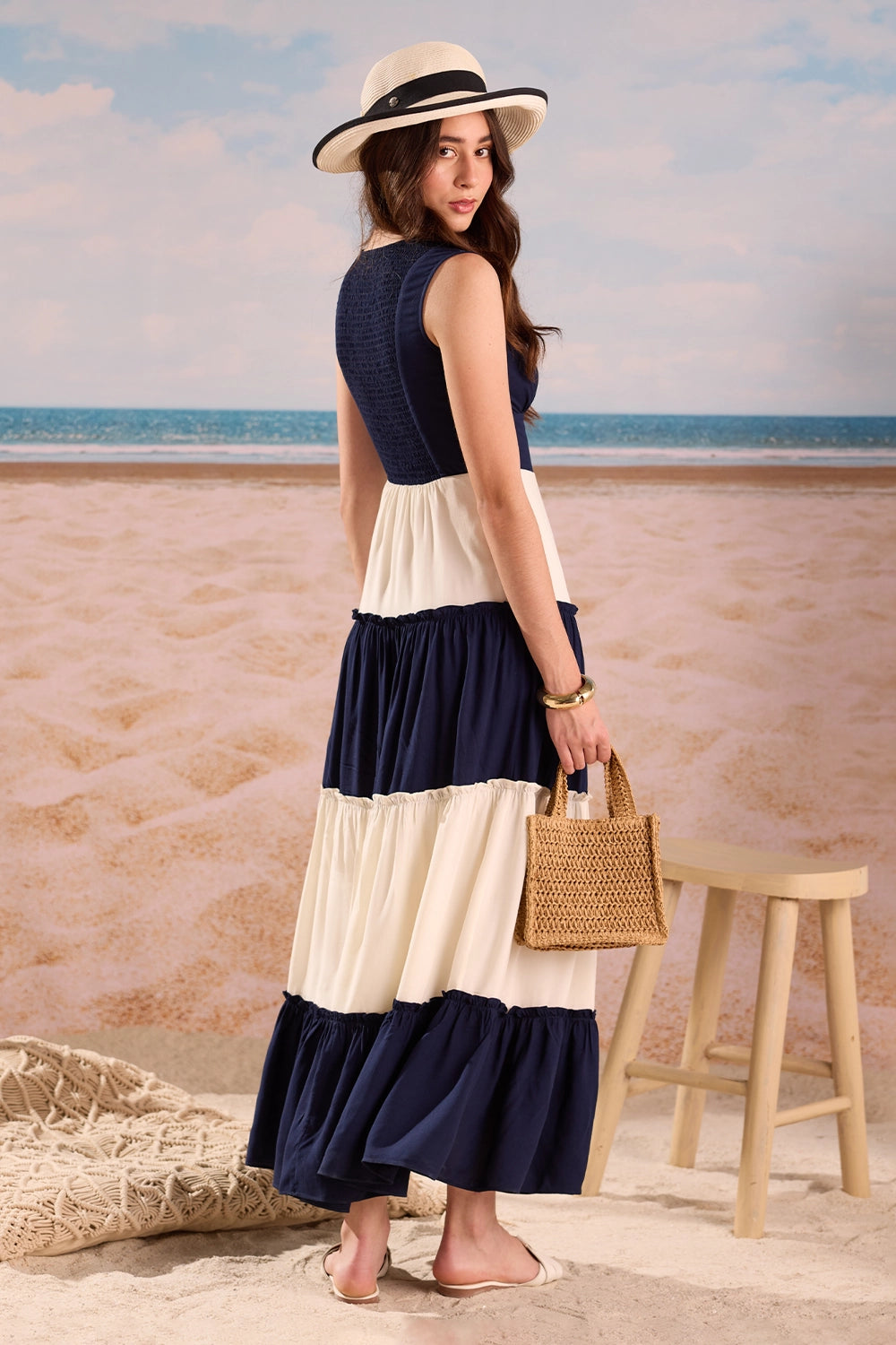 Navy and Ivory Maxi Dress