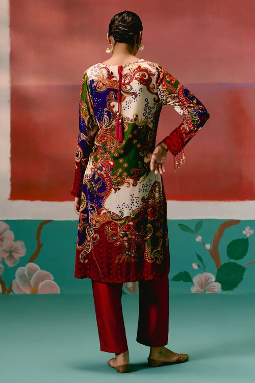 Paisley Velvet Kurta Set