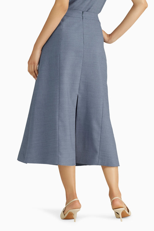 Blue Suiting Midi Skirt