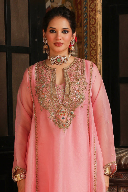 Ahista Pink Pakhi Yoke Pheran Long Kurta Set