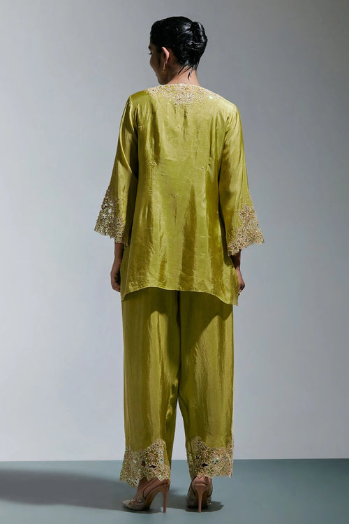 Henna Floral Embroidered Silk Salwar Set