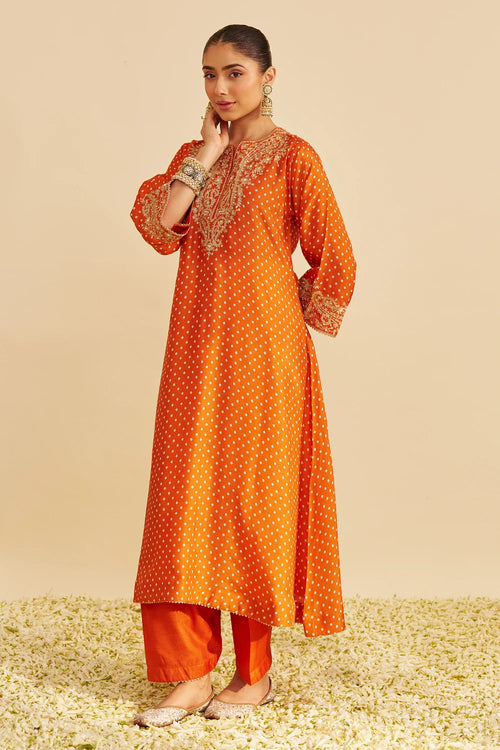 Shezia Orange Long Chauga with Salwar