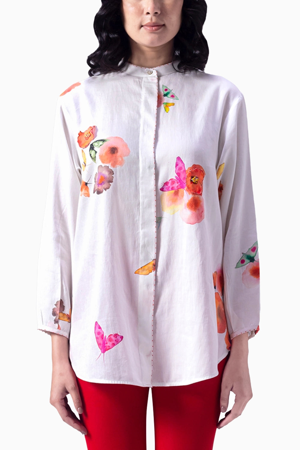 Oita White Eden Print Shirt
