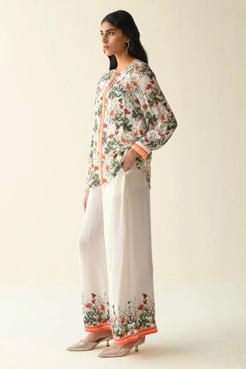 Pink And Ivory Floral Printed Co-ord Set