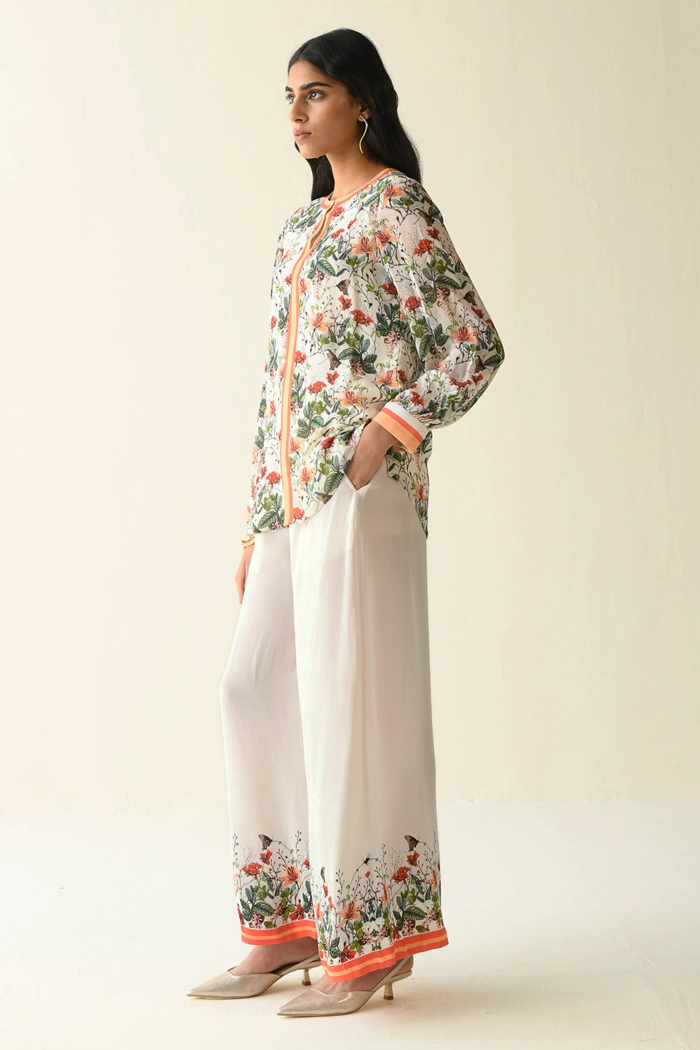 Pink And Ivory Floral Printed Co-ord Set