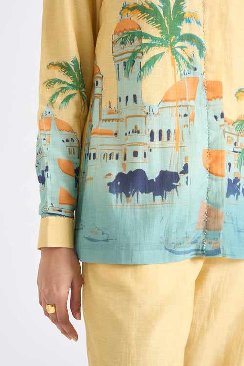 Coastal Escape Printed Shirt And Trouser Set