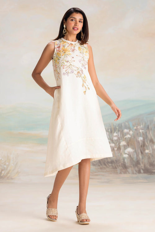 Candy Blossom Off-White Sleeveless Dress