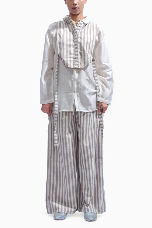 Ash Grey Stripe Yoke Co-ord Set