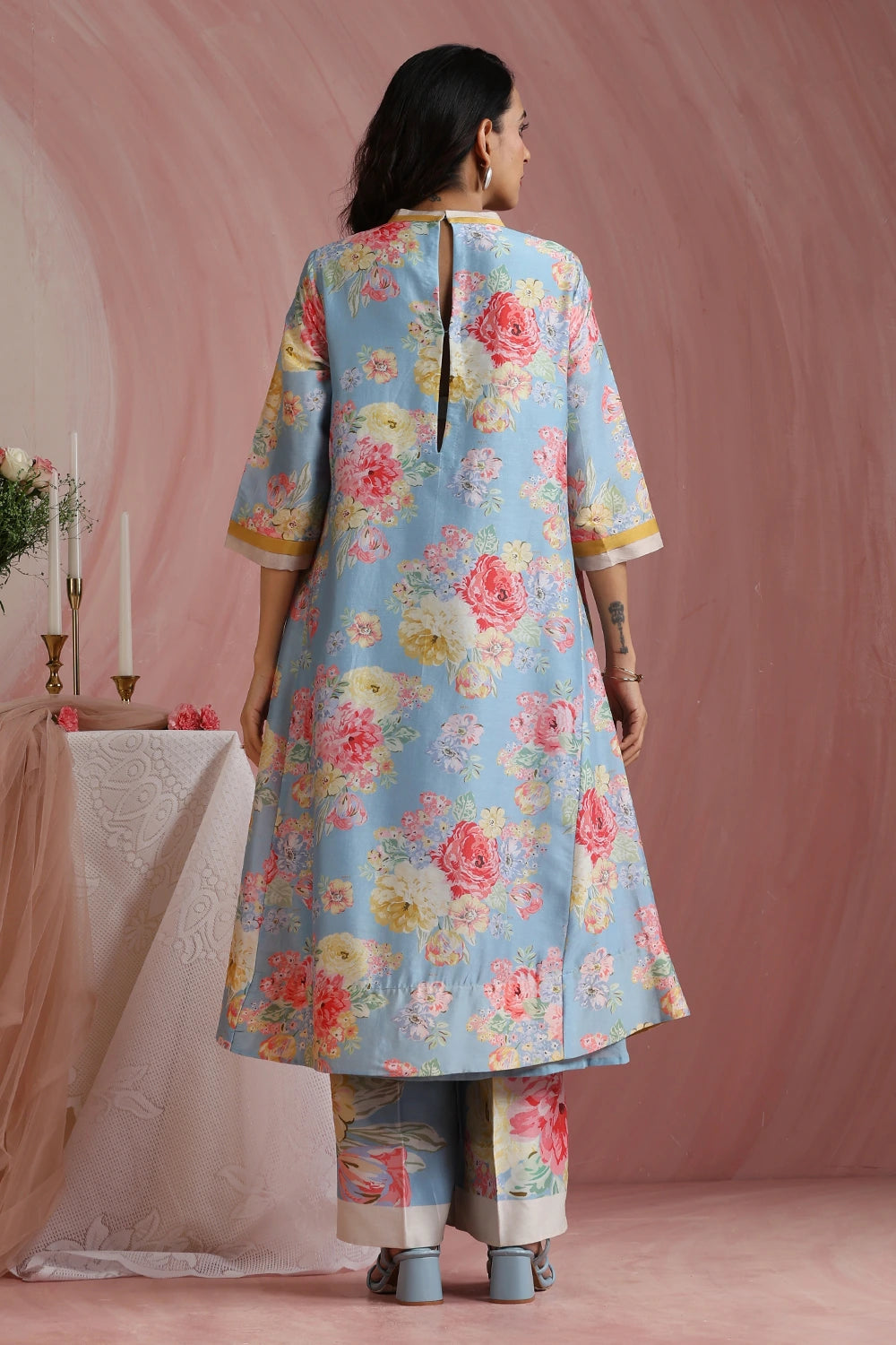 Powder Light Blossoms Kurta Set