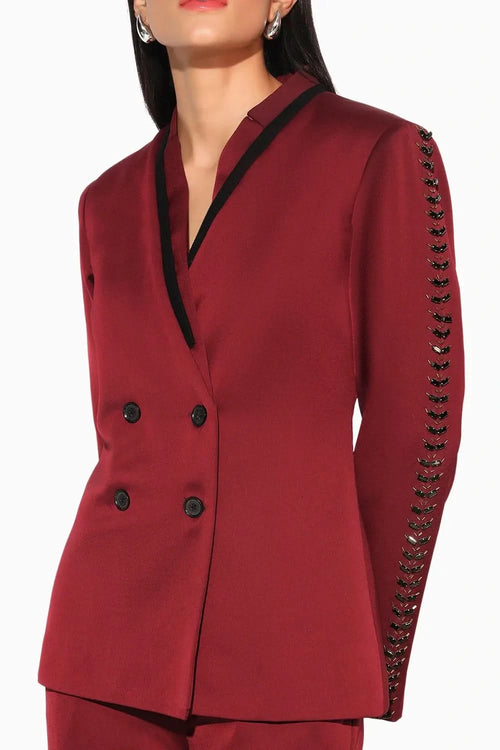 Solira Maroon Pant Suit Set