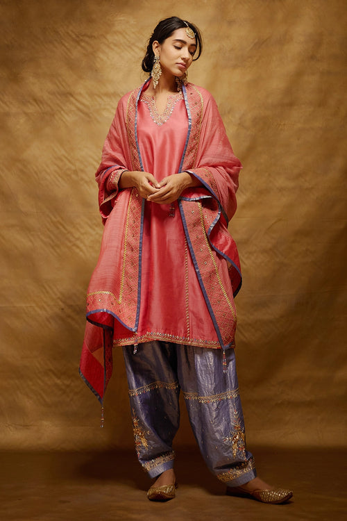 Amna Peach Kurta Set