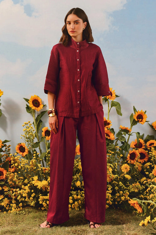 Mulled Wine Box Pleat Palazzos