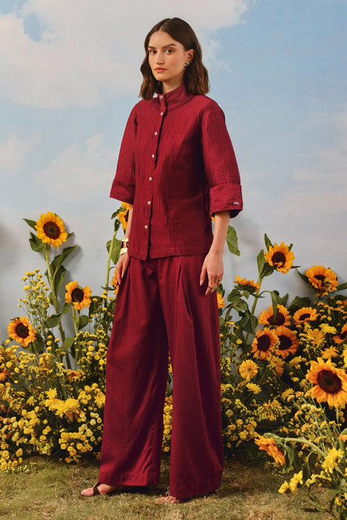Mulled Wine Box Pleat Palazzos