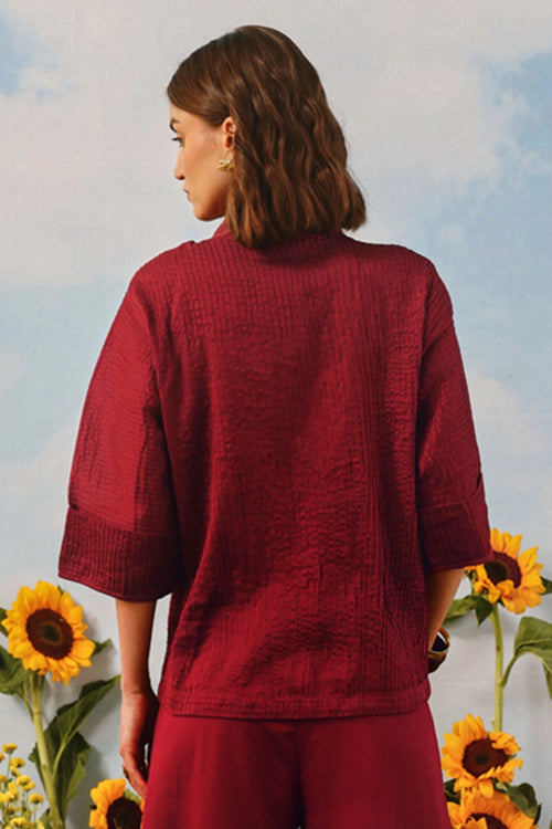 Mulled Wine Pintuck Shirt Jacket