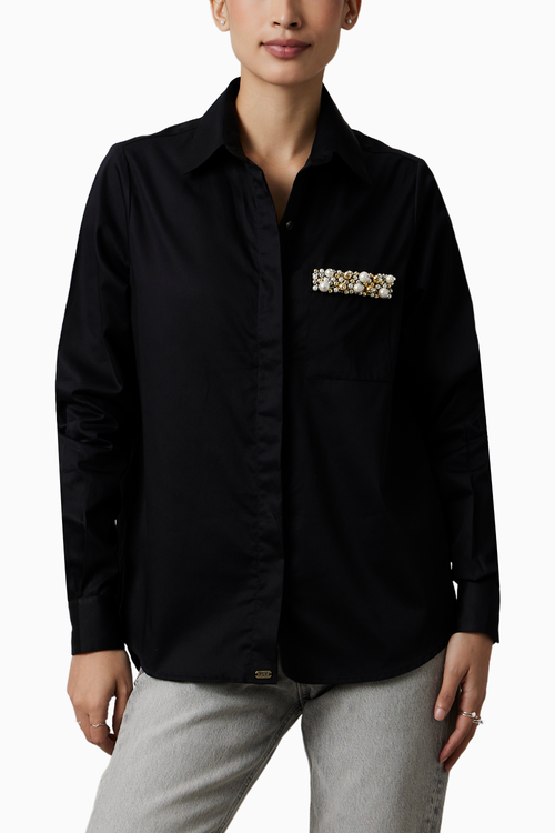 Black Pearl Strip Pocket Shirt
