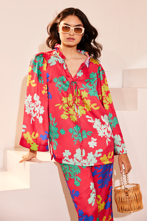 Cherry Red Magnolia Co-ord Set