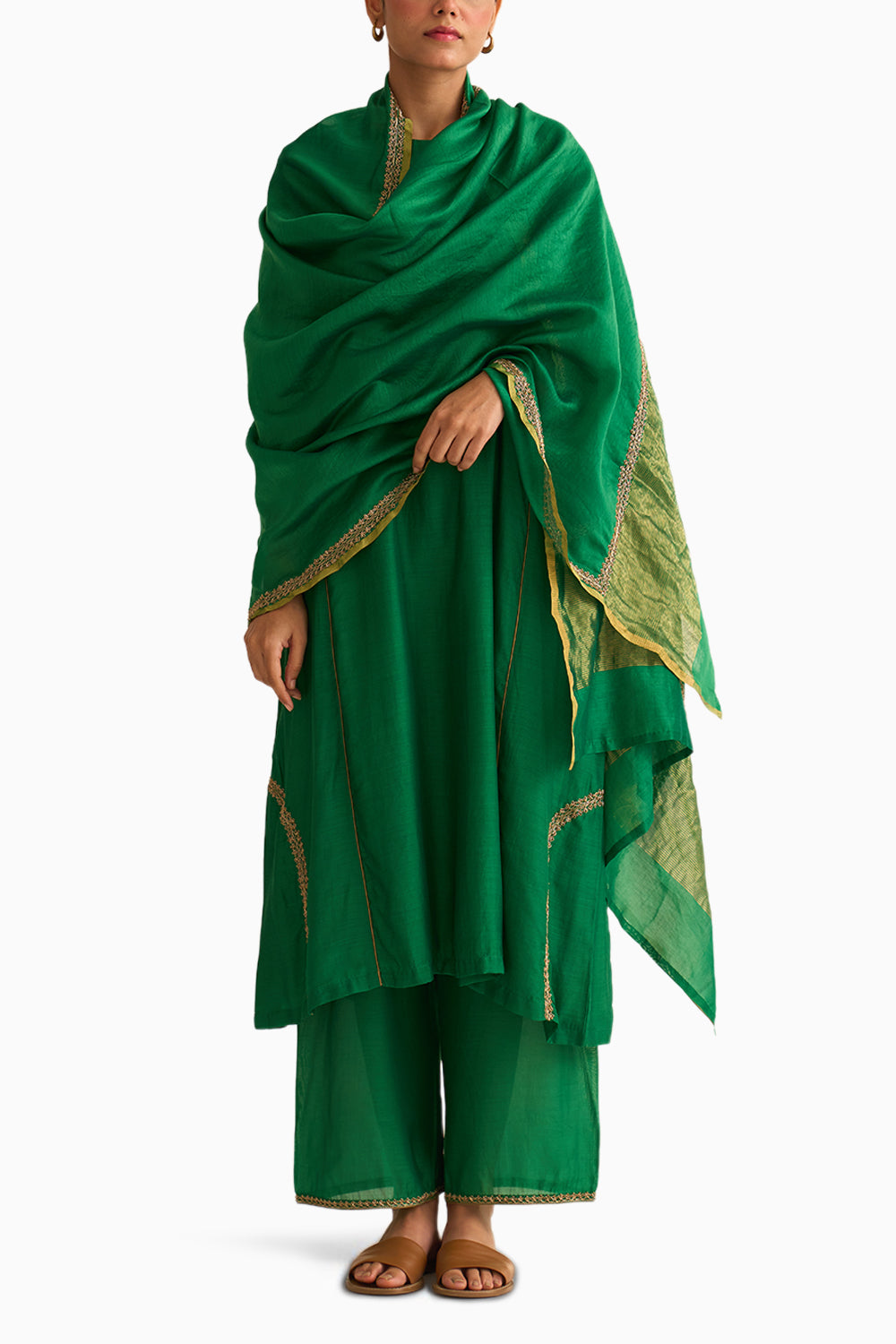 Mridini Green Chanderi Dupatta