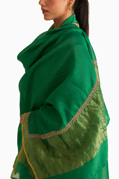 Mridini Green Chanderi Dupatta
